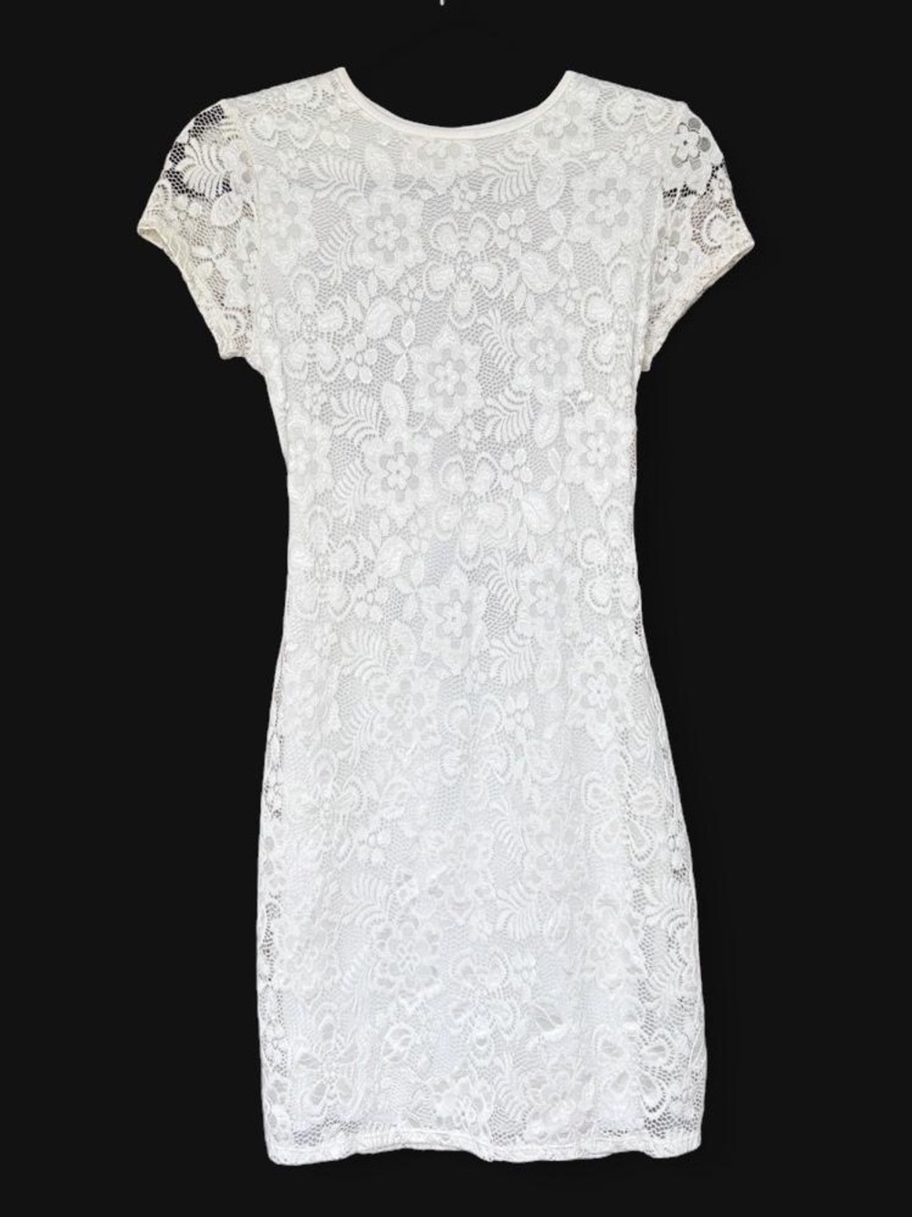 Lucy In The Sky open back white lace mini dress with cap sleeves